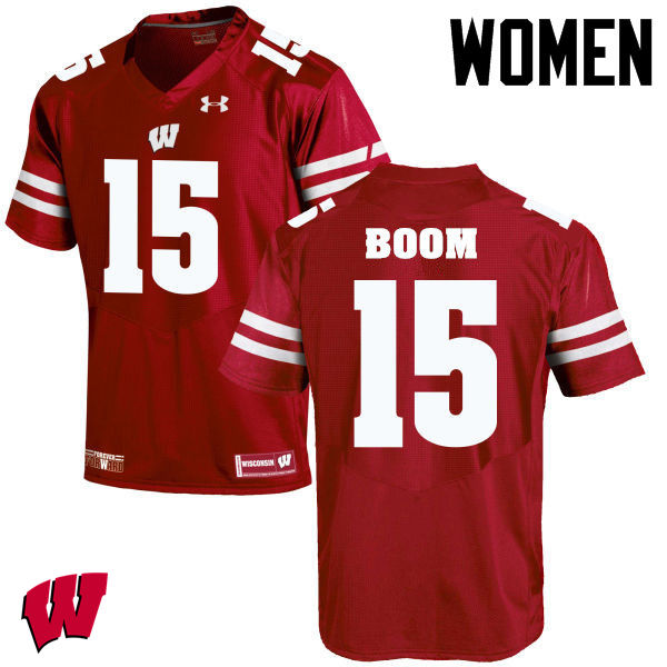 Women Winsconsin Badgers #15 Danny Vanden Boom College Football Jerseys-Red - Click Image to Close
